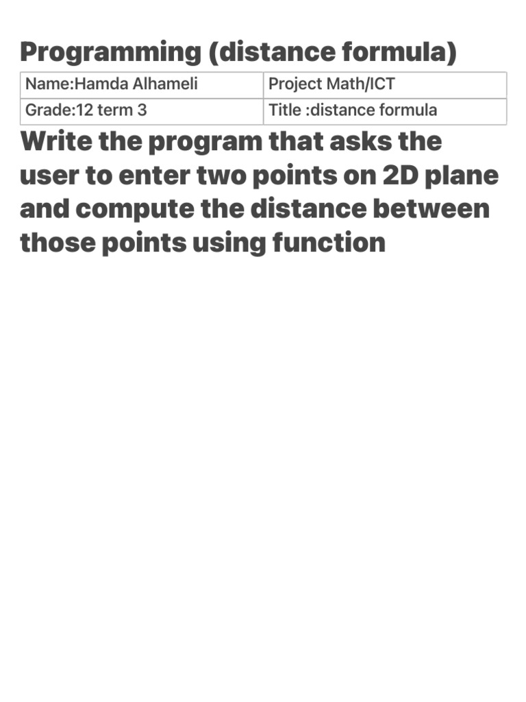 Programming (Distance Formula) | PDF