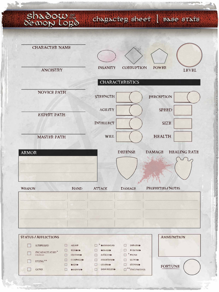 SotDL Character Sheet A4 Rough Parchment - Fillable | PDF | Role ...