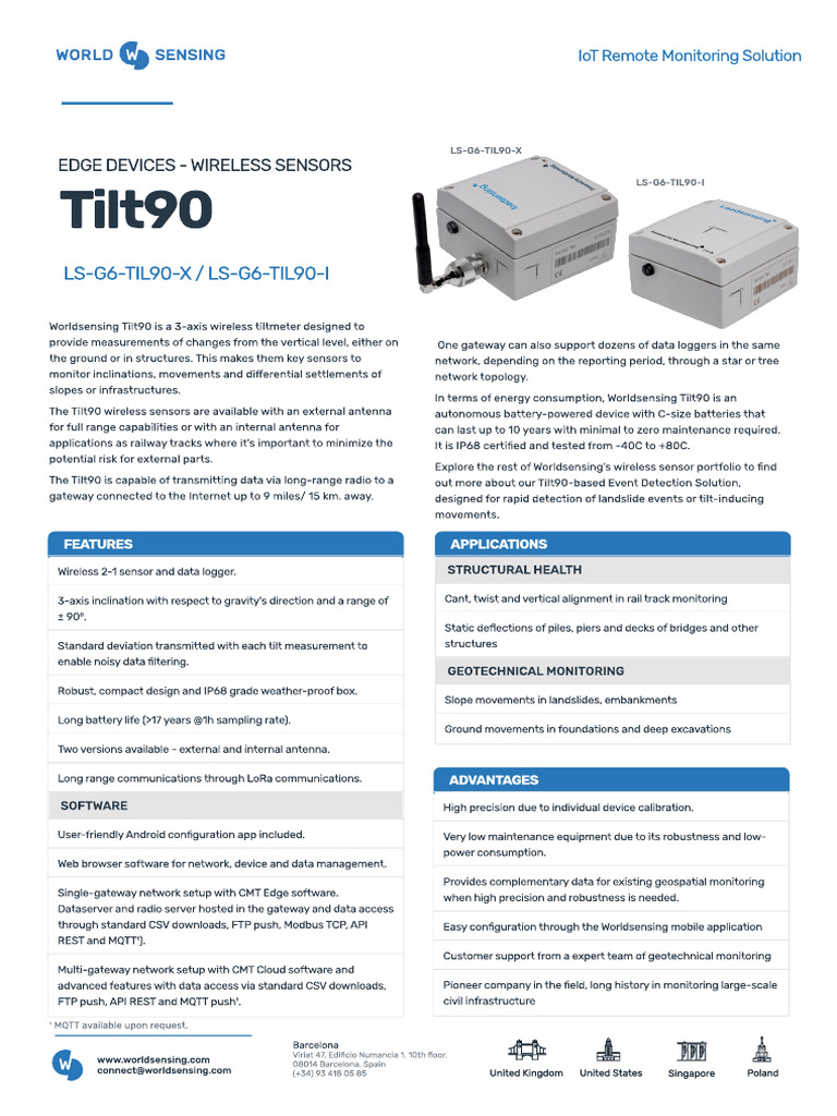Wireless 3-Axis Tilt90 Sensor Overview | PDF | Internet Of Things | Usb