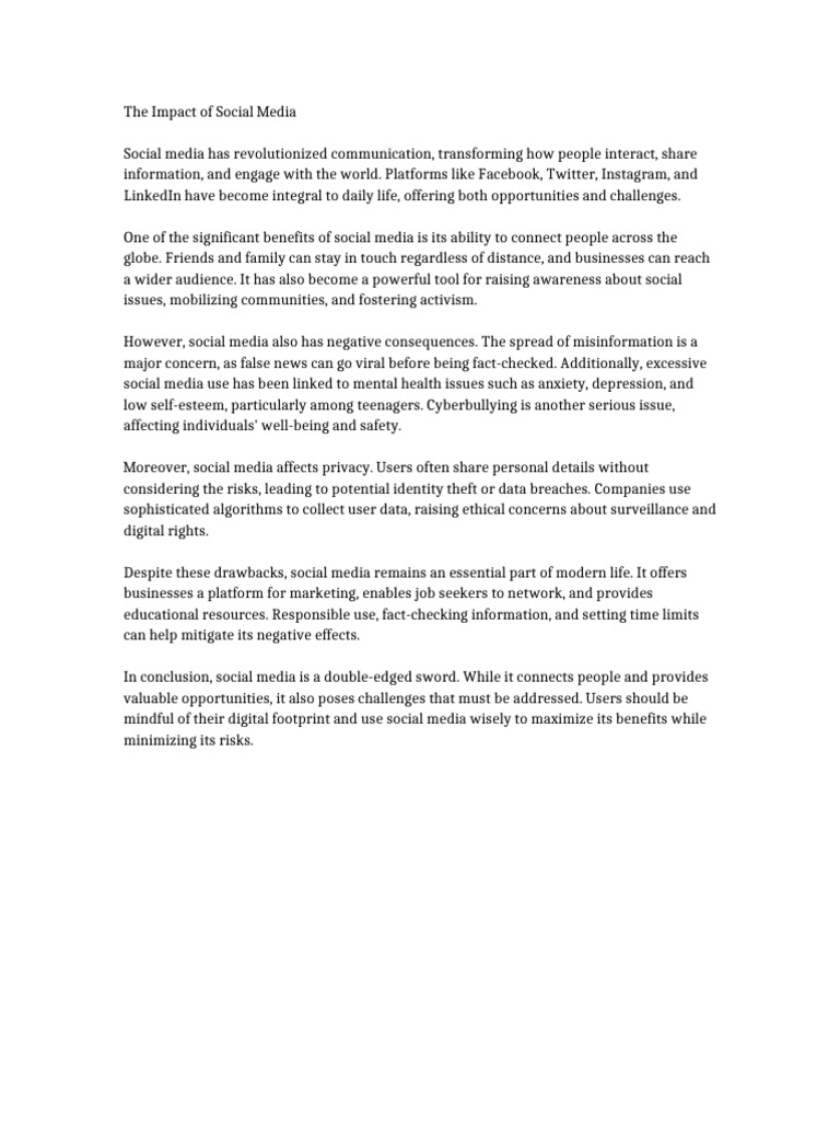 The Dual Impact of Social Media | PDF
