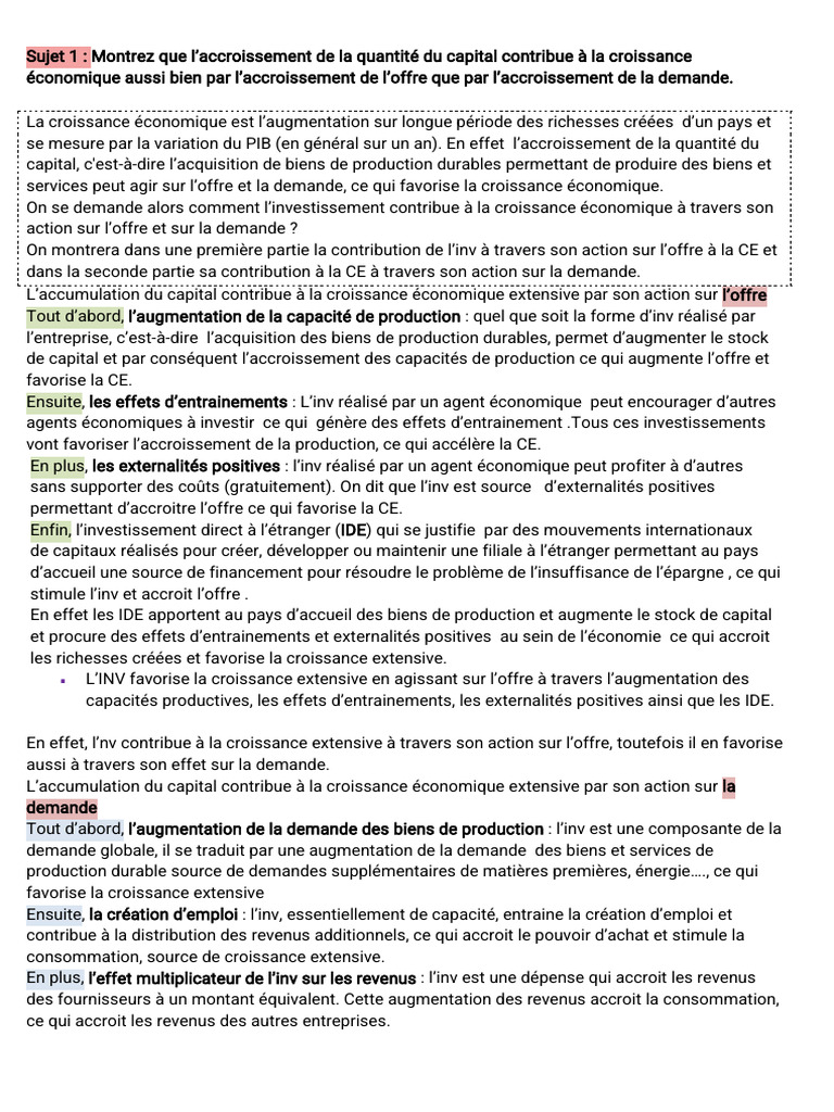 Impact de l'Investissement sur la Croissance | PDF