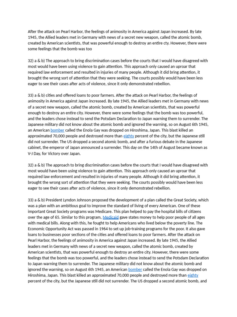 Atomic Bombs and V-J Day Explained | PDF | Great Society | Atomic ...