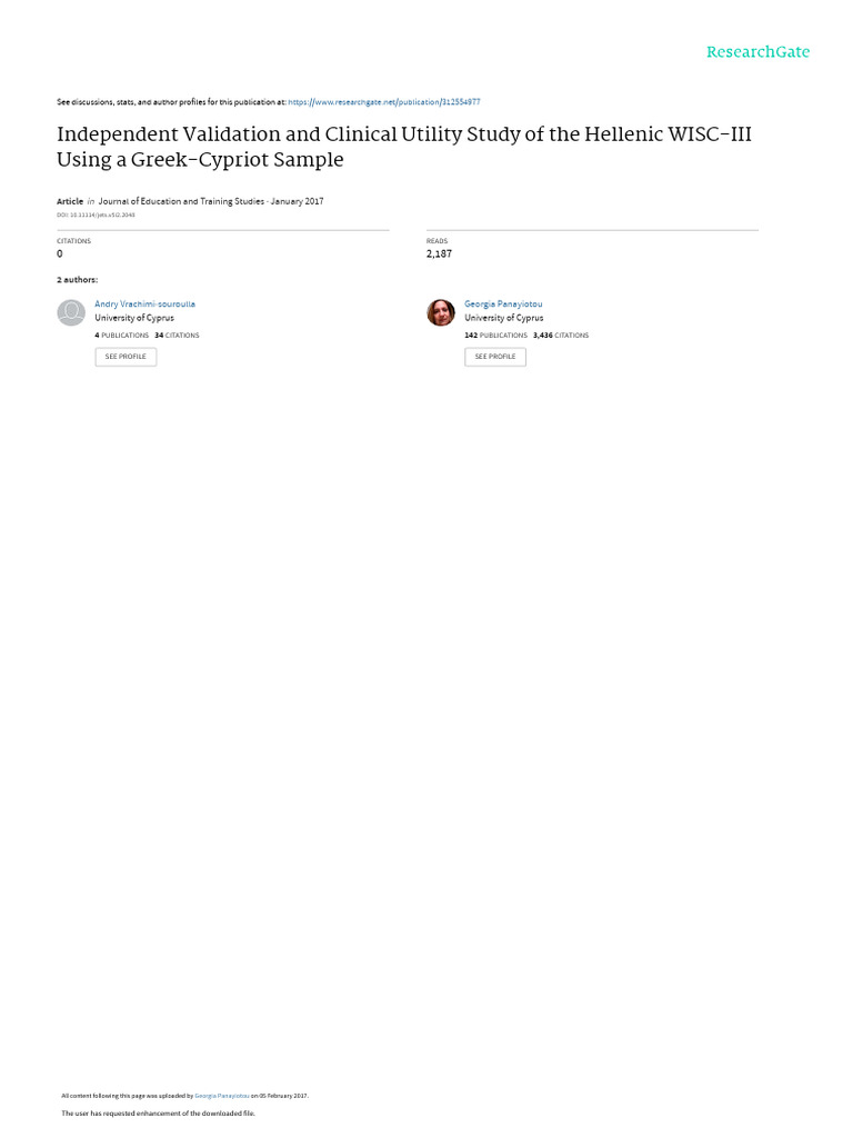 Independent Validation and Clinical Utility Study | PDF | Wechsler ...