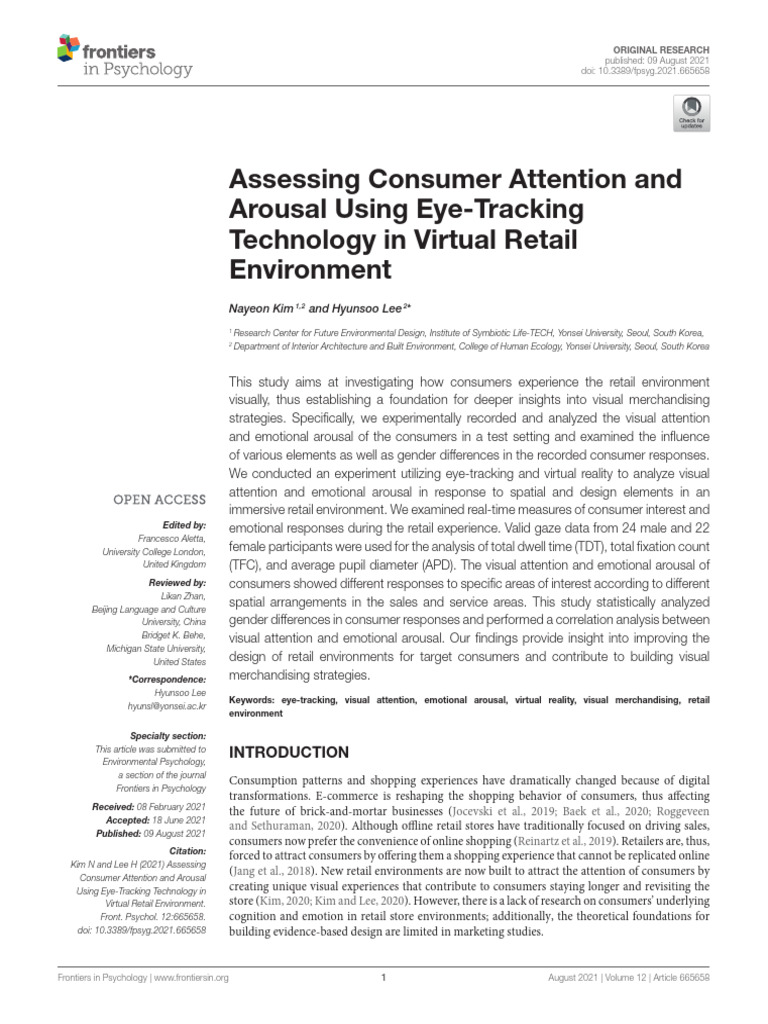 Eye-Tracking in Virtual Retail Study | PDF | Virtual Reality | Attention