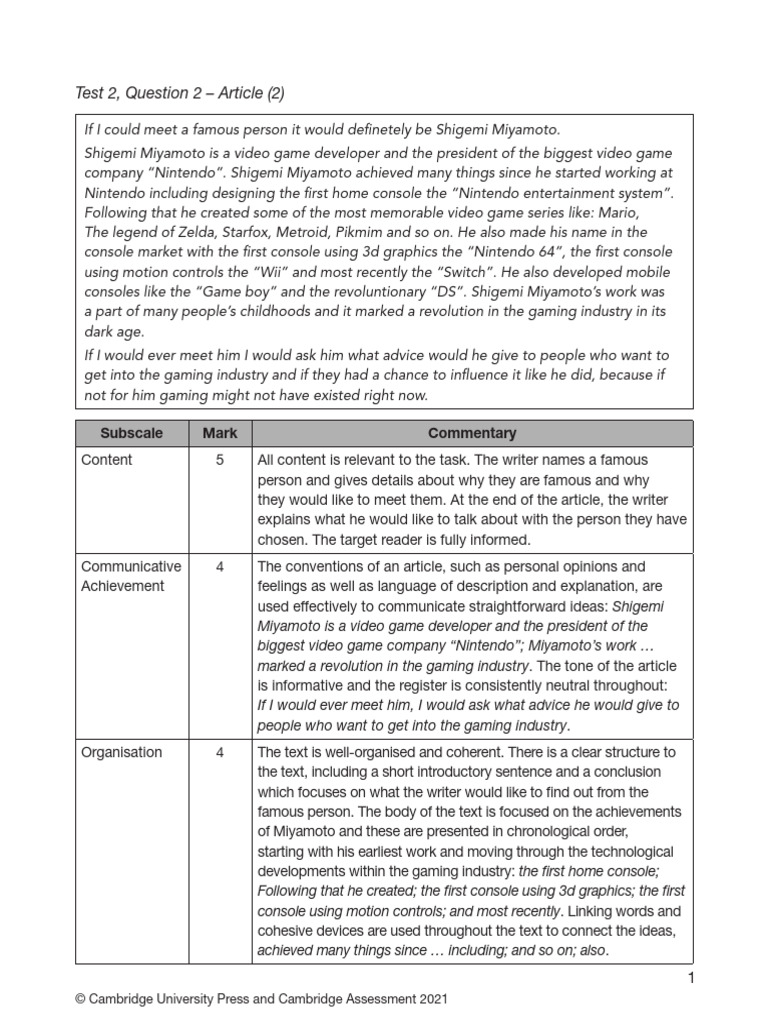 B2 First For Schools 4, Test 2, Question 2 - Article | PDF | Nintendo ...