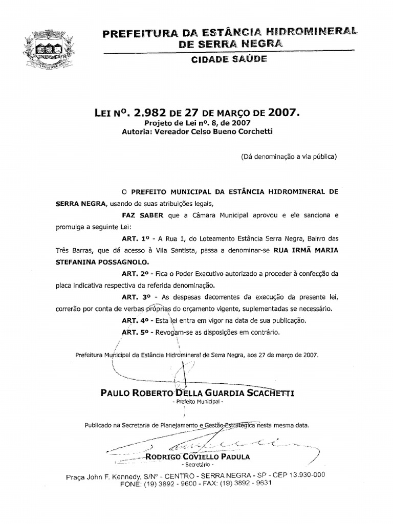 Ord 2982 2007 Serra - Negra SP | PDF