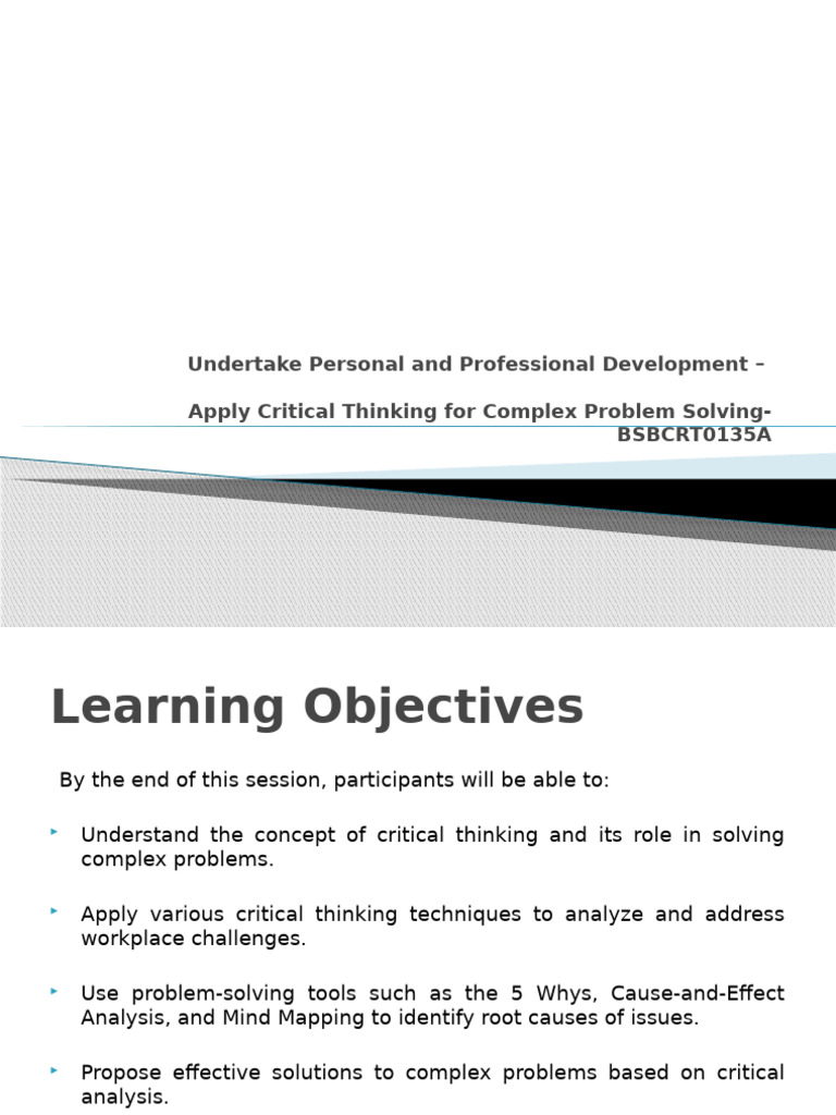 Apply Critical Thinking for Complex Problem Solving-BSBCRT0135A | PDF ...