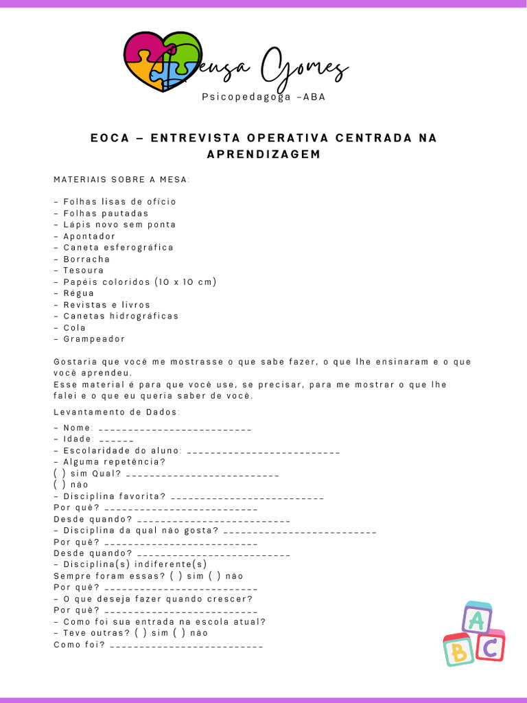 Entrevista Operativa para Aprendizagem | PDF