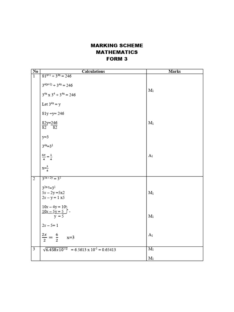 Form Three Mathematics Set 1 MS 2 | PDF