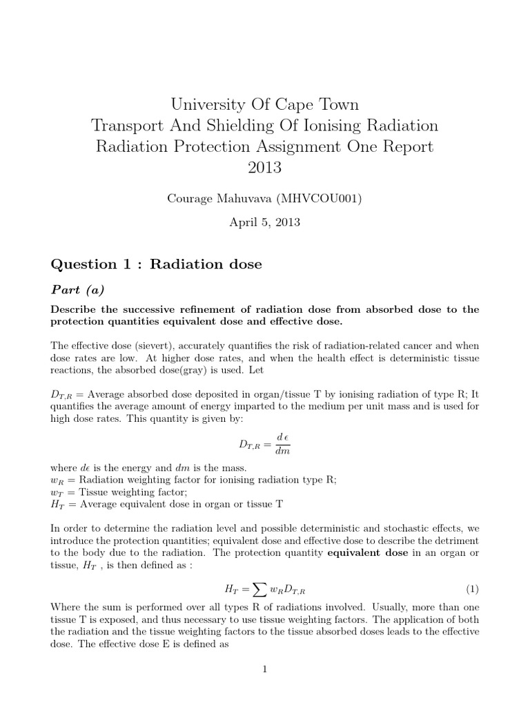 MHVCOU001Assignment One | PDF | Absorbed Dose | Radiation Therapy