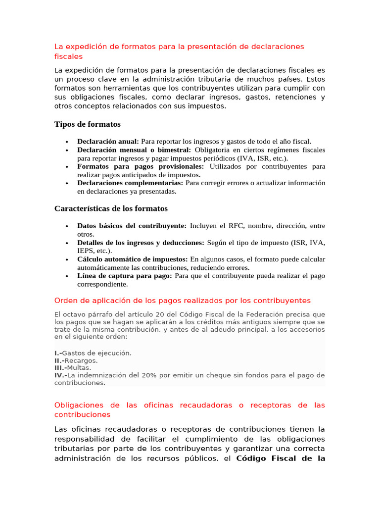 Guía de Formatos para Declaraciones Fiscales | PDF | Impuesto sobre la ...