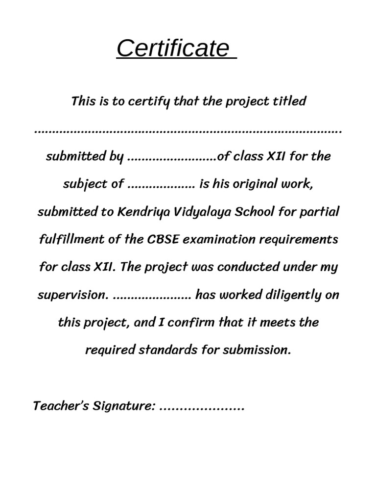 Acknowledgement For Class 12 Project | PDF