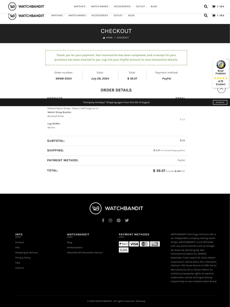 Purchase Confirmation for Watch Strap | PDF | Portable Tools | Watch