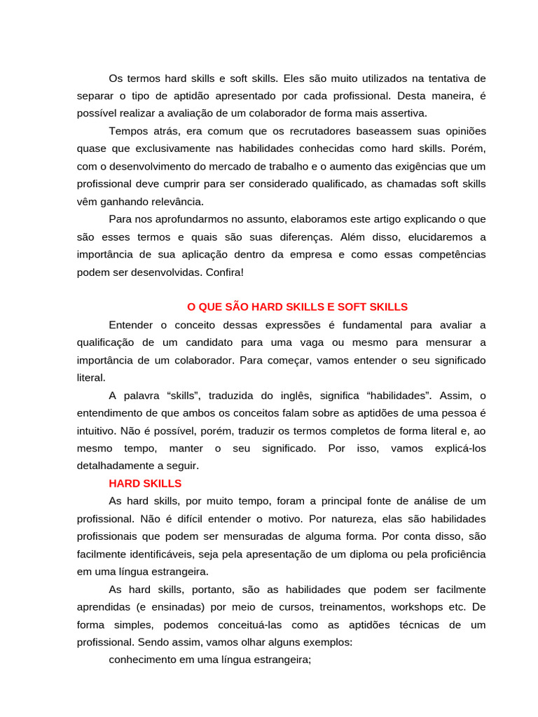 Diferenças entre Hard e Soft Skills | PDF | Gestão de recursos humanos ...