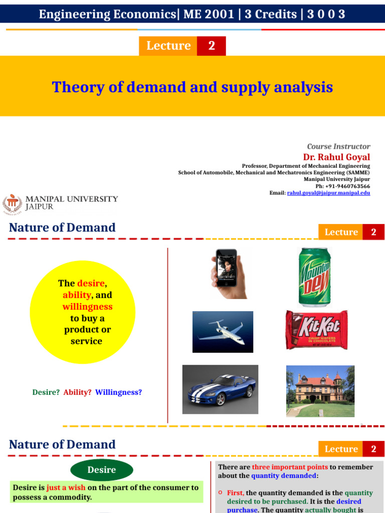 Engg. Economics Lecture 2 | PDF | Demand | Supply And Demand