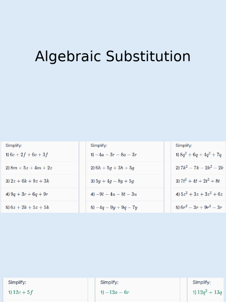 Algebraic Substitution | PDF