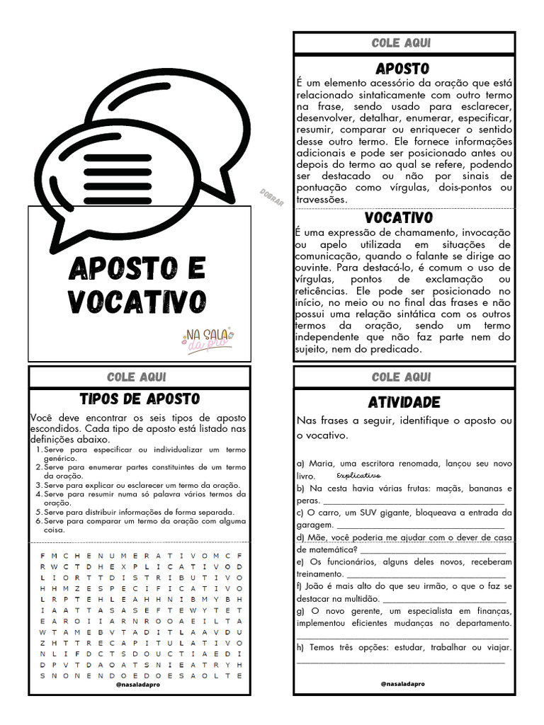 Aposto e Vocativo Na Sala Da Pro Emnddk | PDF | Impressão