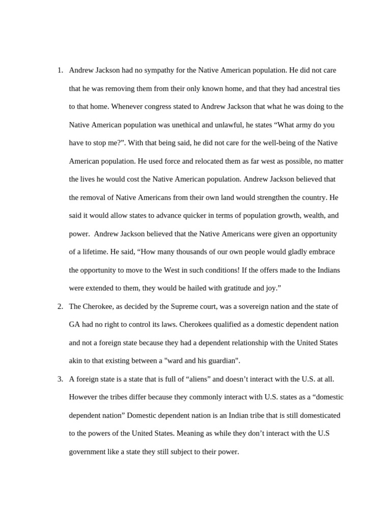 Andrew Jackson's Impact on Native Americans | PDF | Tribal Sovereignty ...