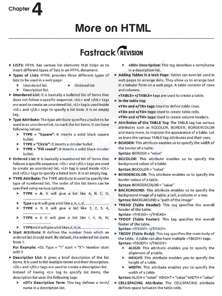 CH 4 More On HTML | PDF