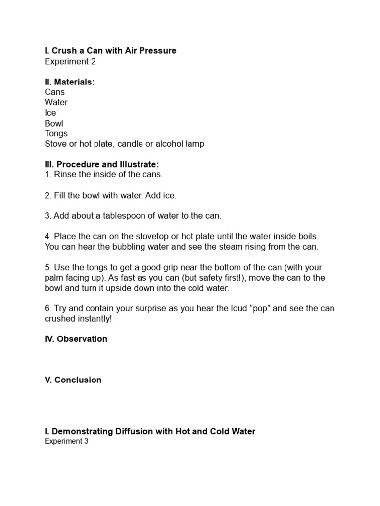 Air Pressure and Diffusion Experiments | PDF | Water | Diffusion