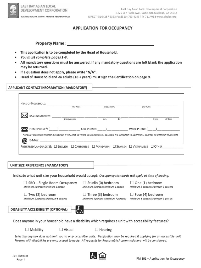 Application For Occupancy | PDF | Economy Of The United States | Living ...
