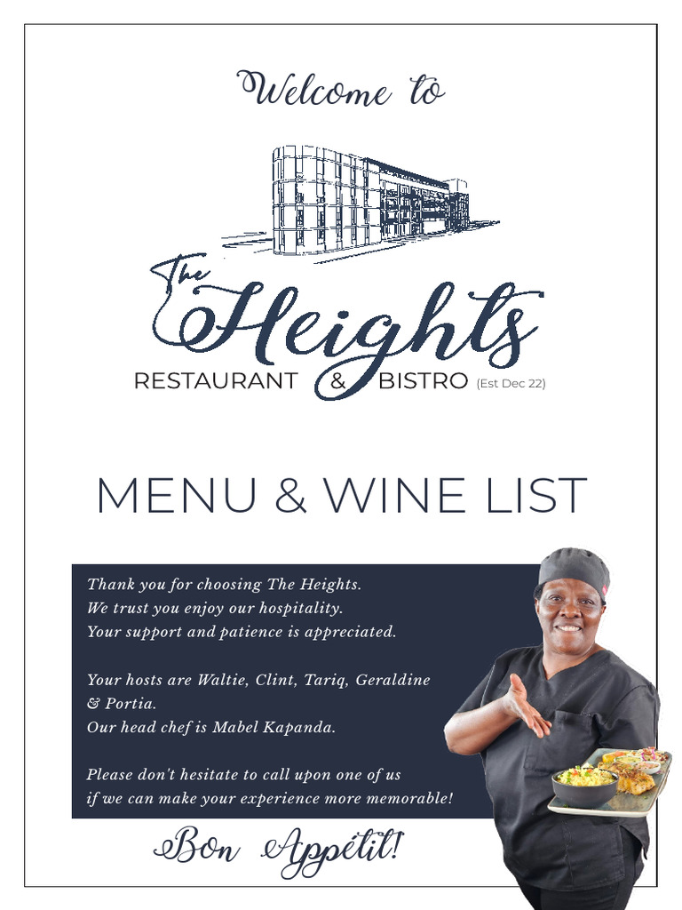 The Heights Menu and Wine List | PDF | European Cuisine | Prepared Foods