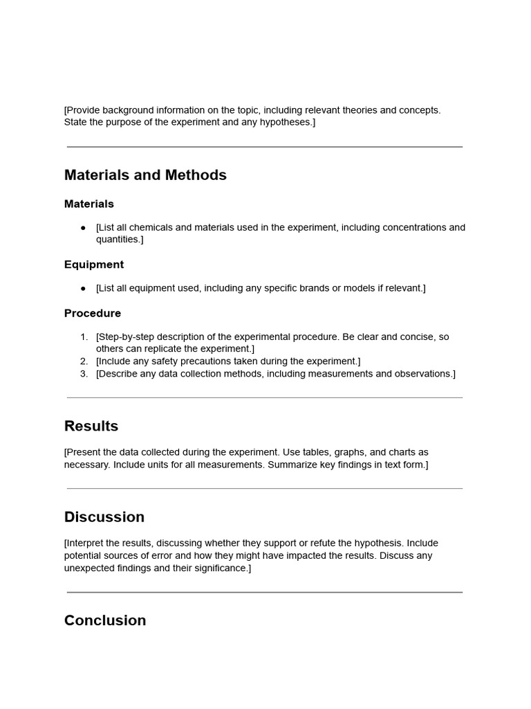 Lab Report on Experimental Procedure | PDF