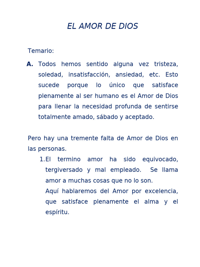 El Amor de Dios en Nuestras Vidas | PDF | Amor | Dios