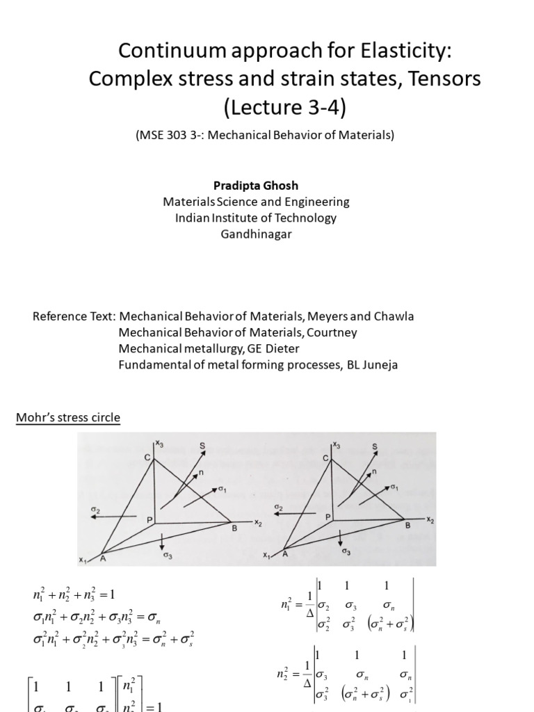 Continuum Approach For Elasticity: Complex Stress and Strain States ...