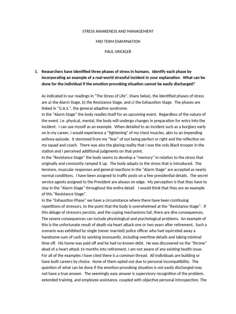 Stress Awareness and Management | PDF | Stress (Biology) | Psychology