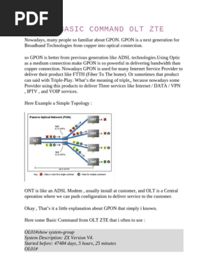 GPON OLT ZTE Basic Command Guide | PDF | Fiber To The X | Computer