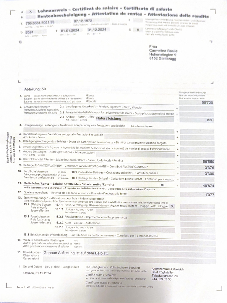 Lohn Abrechnung | PDF
