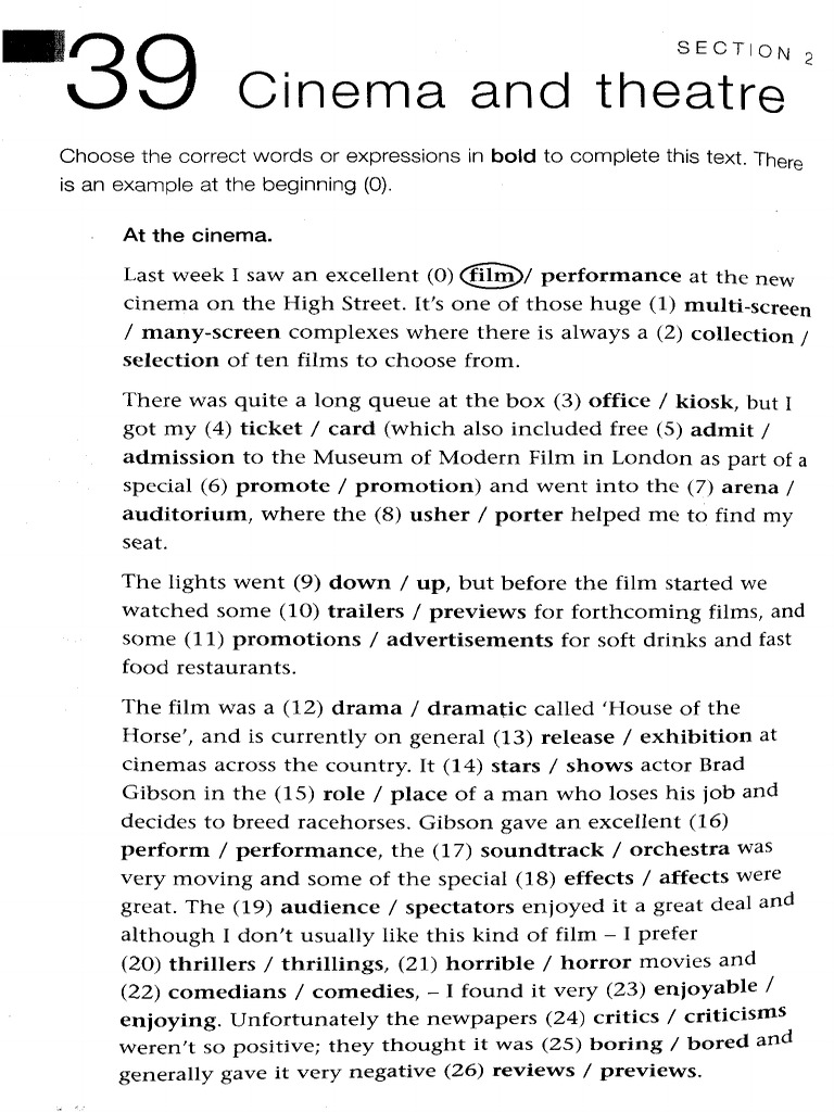 Unit 39 Cinema and Theatre | PDF