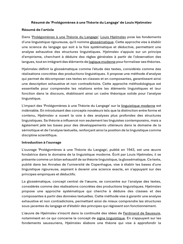 Hjelmslev et la glossématique linguistique | PDF | Linguistique | Science