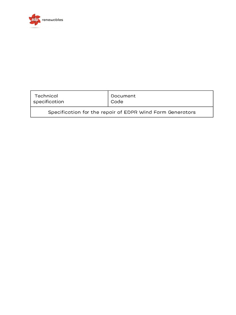 EDPR Wind Farm Generator Repair Specs | PDF | Voltage | Electrical ...