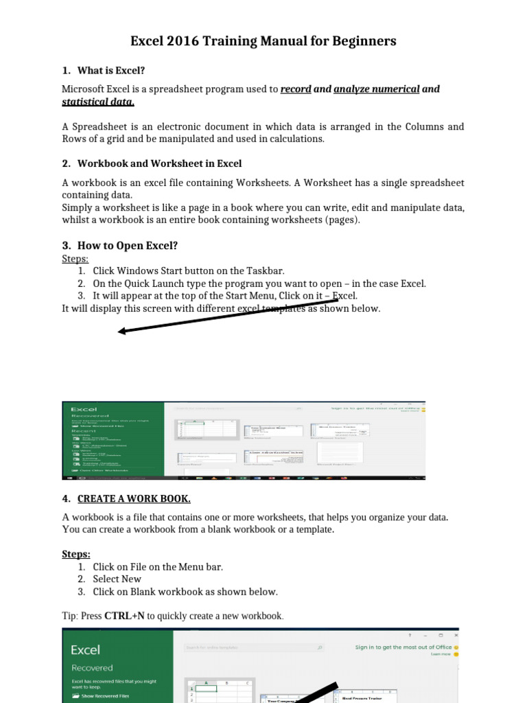 Excel 2016 Beginner's Training Manual | PDF | Microsoft Excel | Spreadsheet