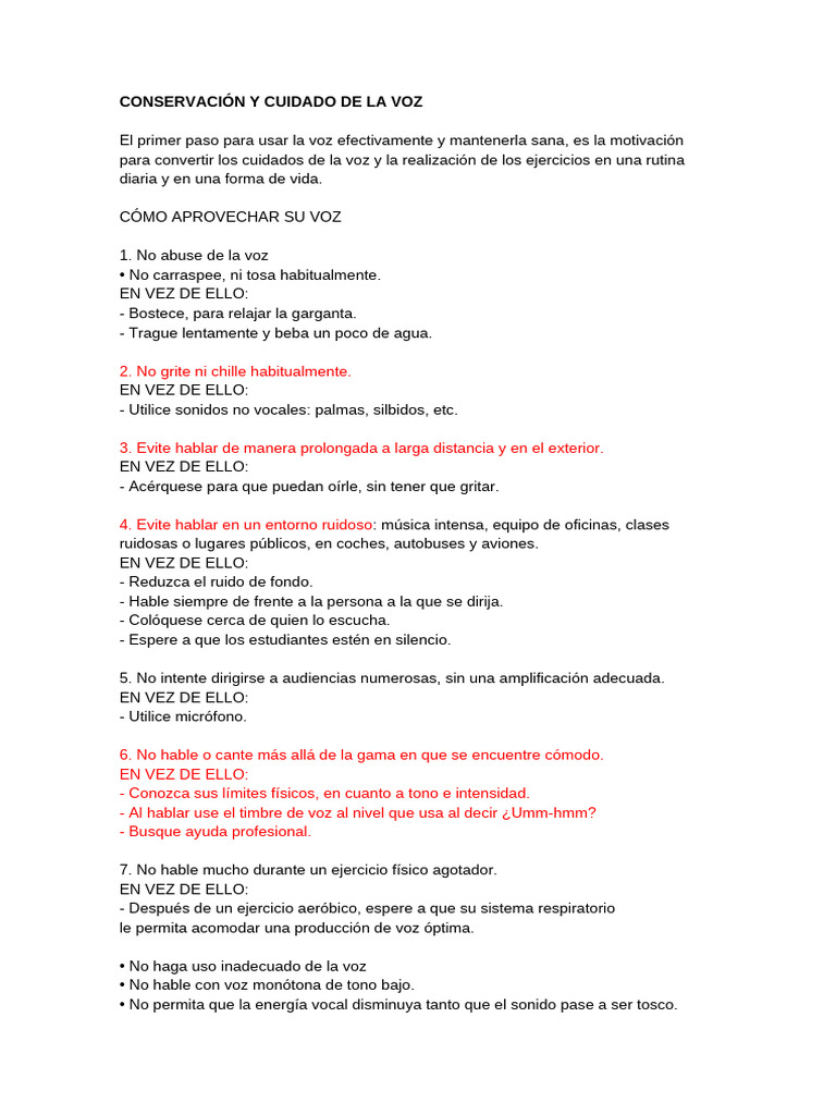 Cuidado y Conservación de la Voz | PDF | Respiración | Sistema respiratorio