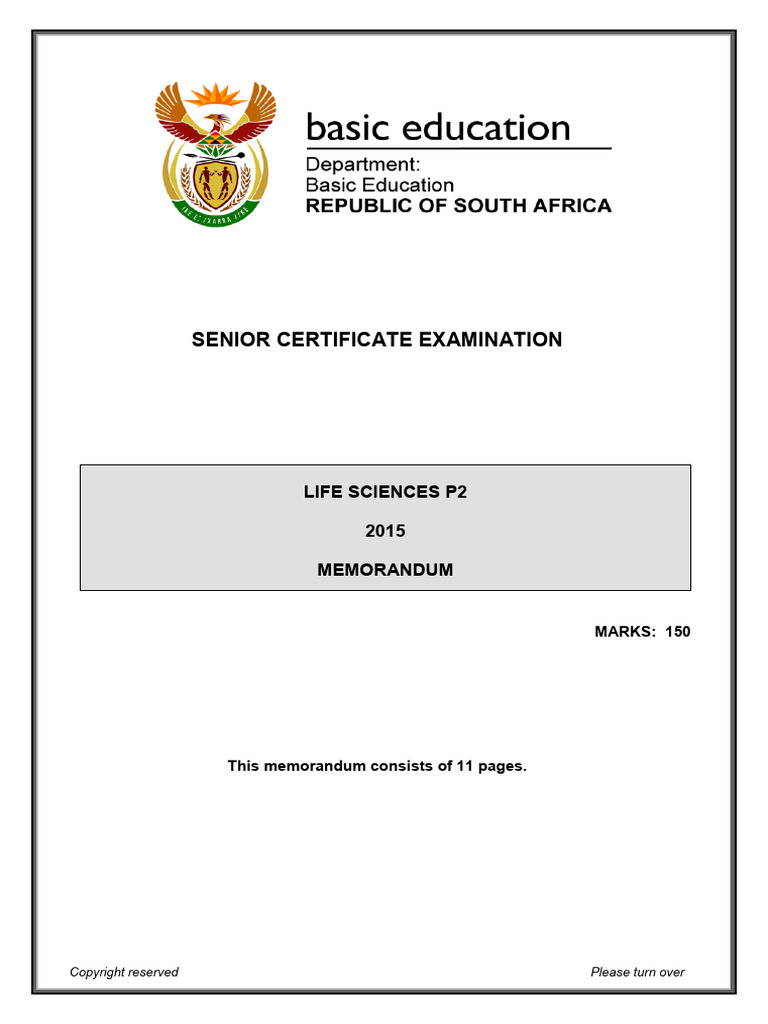 Life Sciences P2 June-July 2015 Memo Eng | PDF | Homo | Memorandum