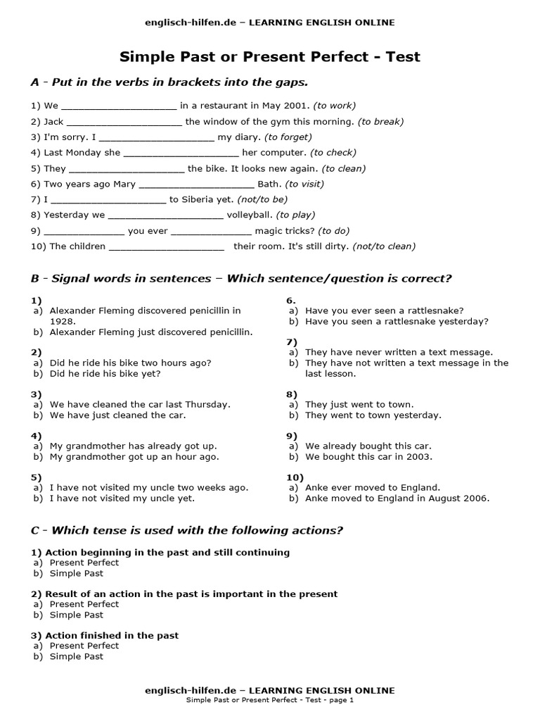 Level 5 TEST simple past vs present perfectccss54545sddsds | PDF ...