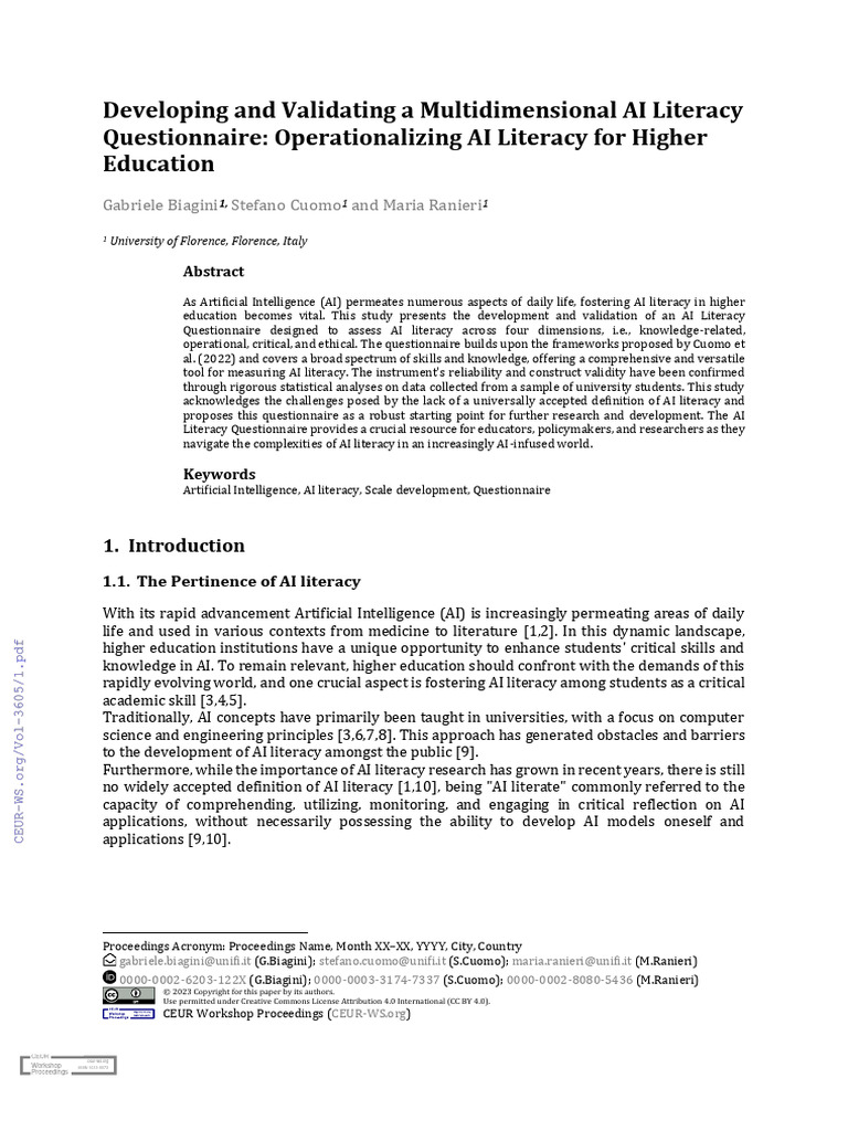 Ai Literacy Researchinstrument | PDF | Artificial Intelligence ...