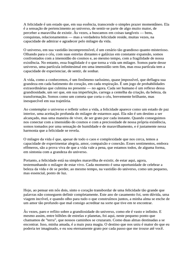 A Verdadeira Felicidade e o Amor Infinito | PDF | Amor | Tempo