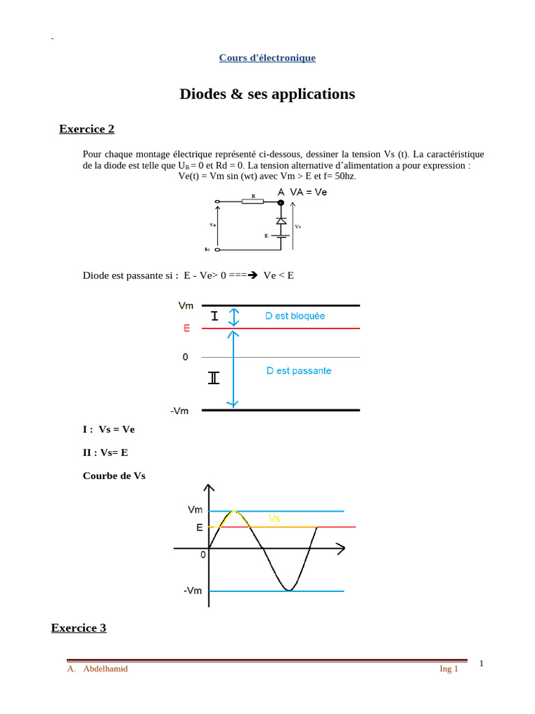 Exercice sur les diodes corrigé | PDF