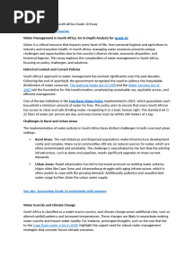 Water Management in South Africa Grade 10 Essay