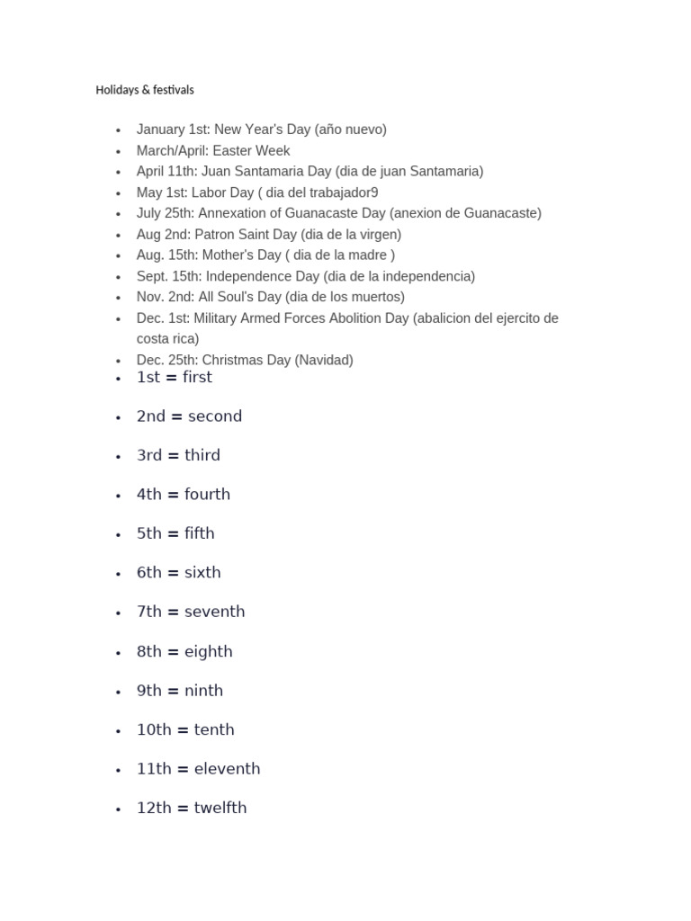 1st First 2nd Second 3rd Third 4th Fourth 5th Fifth 6th Sixth 7th ...