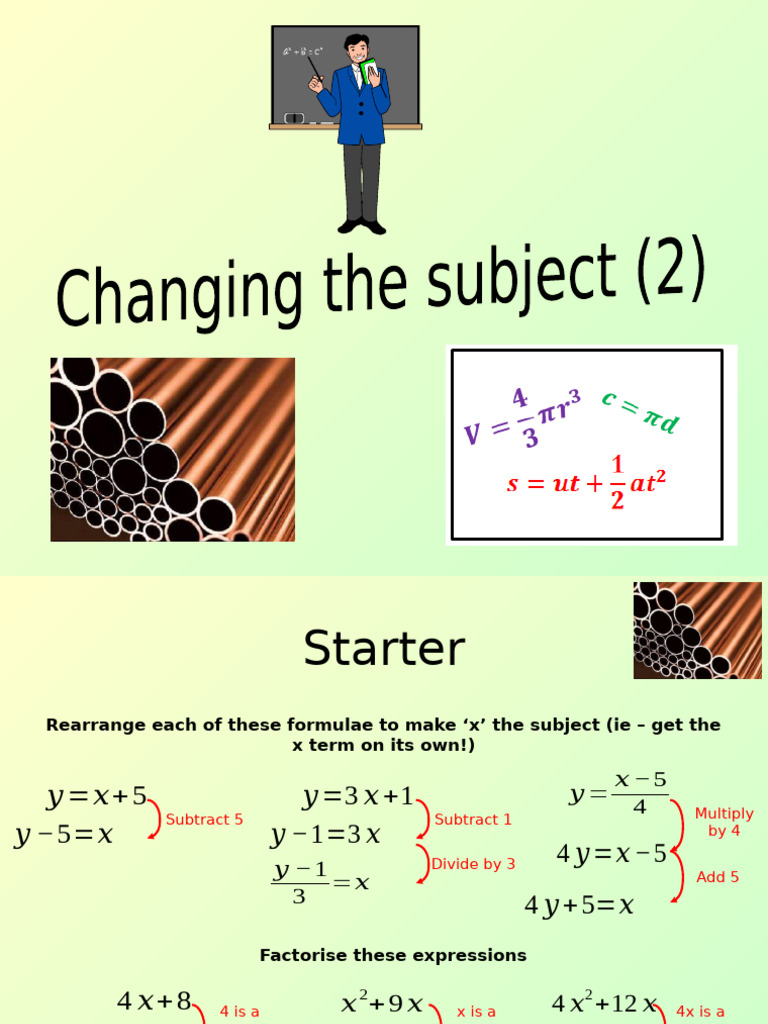 2) Changing The Subject | PDF | Arithmetic | Mathematical Objects