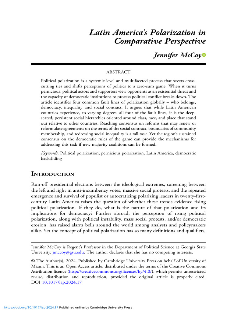 Latin Americas Polarization in Comparative Perspective | PDF ...