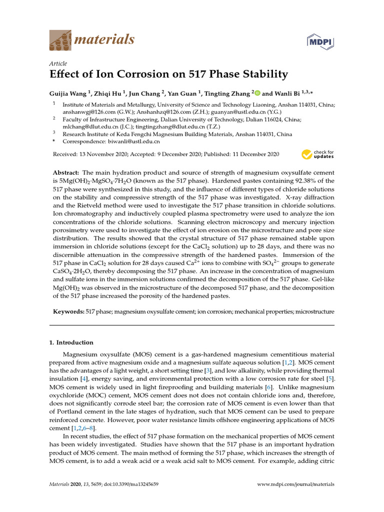 Ion Corrosion Effects on 517 Phase Stability | PDF | Cement | Magnesium