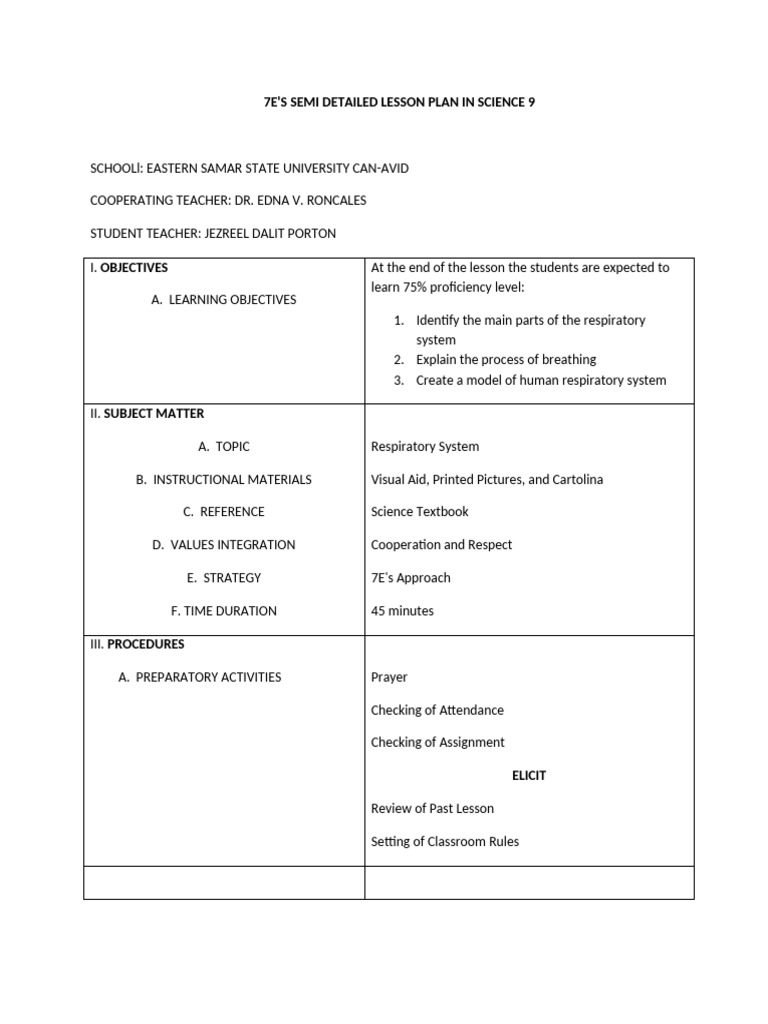 Lesson Plan (Asean Integration) | PDF | Respiratory Tract | Lung