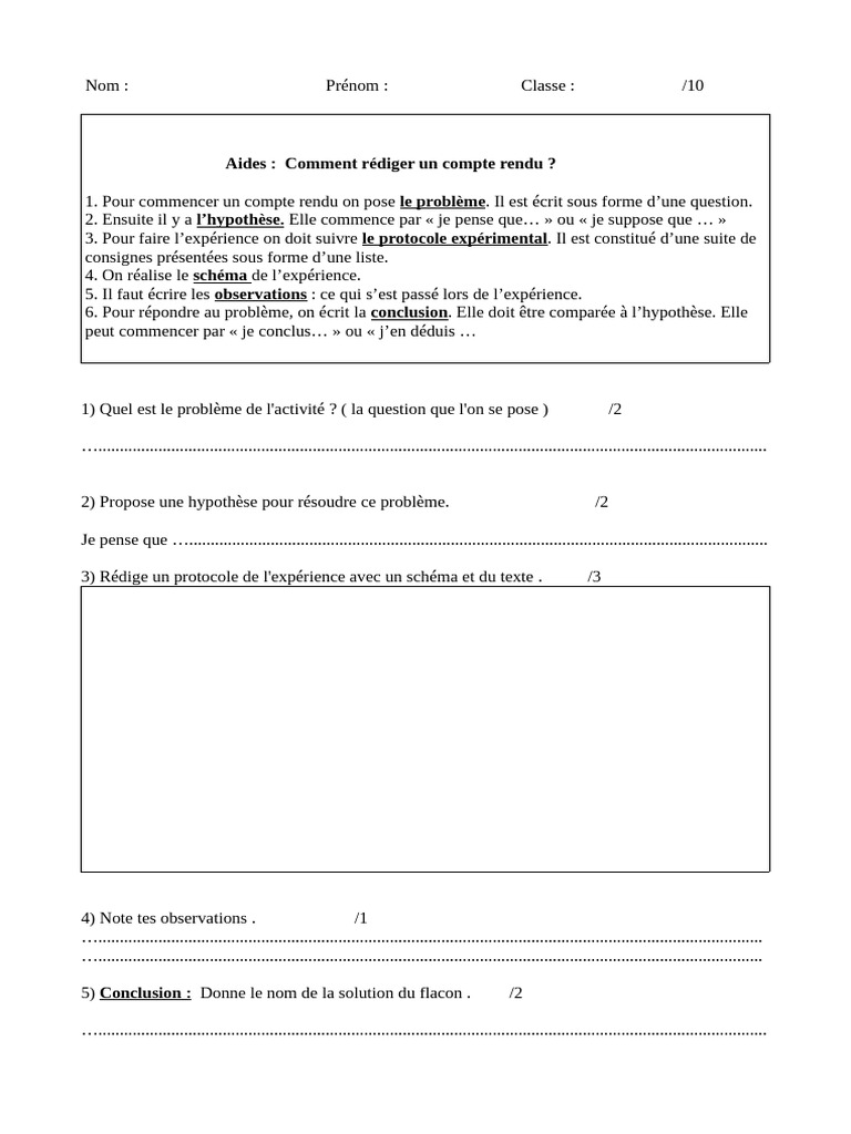 Rédaction d'un Compte Rendu Scientifique | PDF