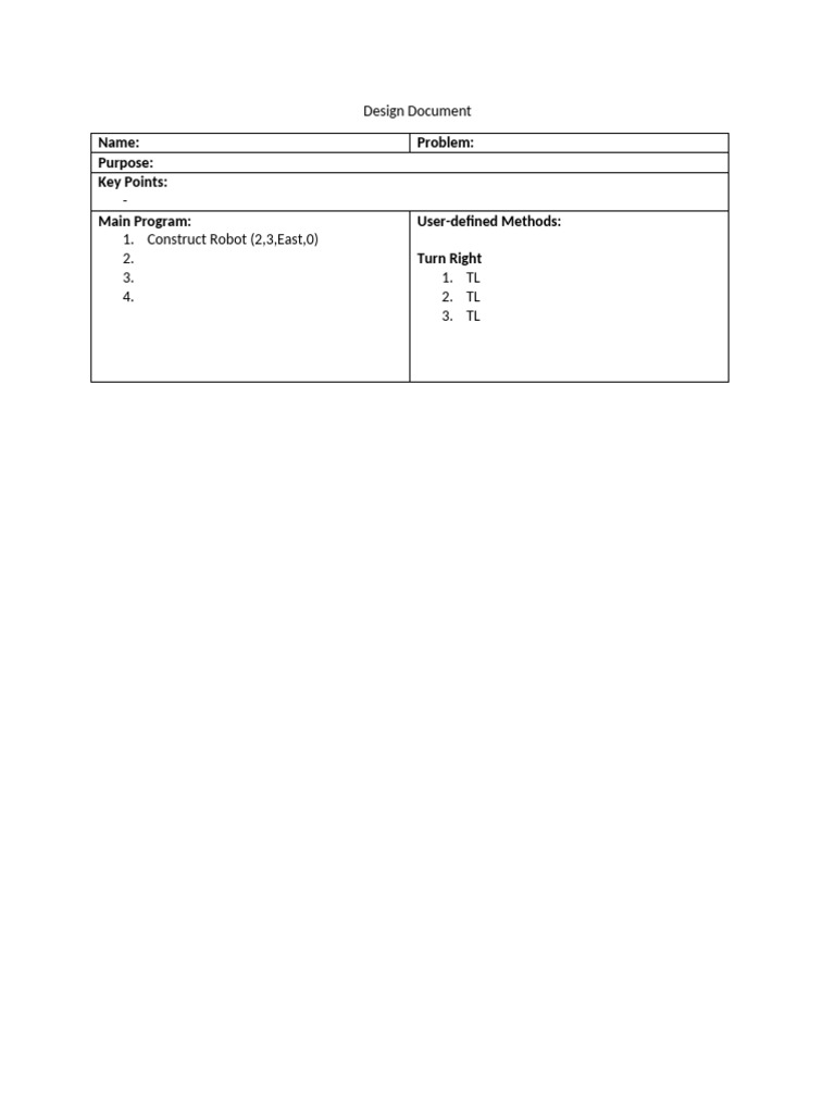 Robot Design Document Overview | PDF